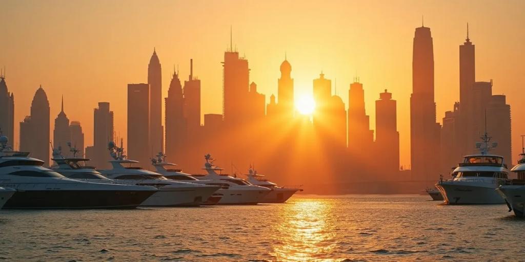 Dubai skyline with the Burj Khalifa rising above Downtown at dusk
