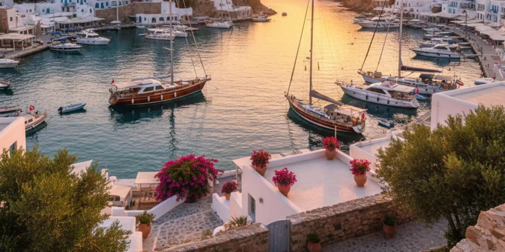 The fortified walls of Dalt Vila rising above Ibiza Town's harbour at dusk
